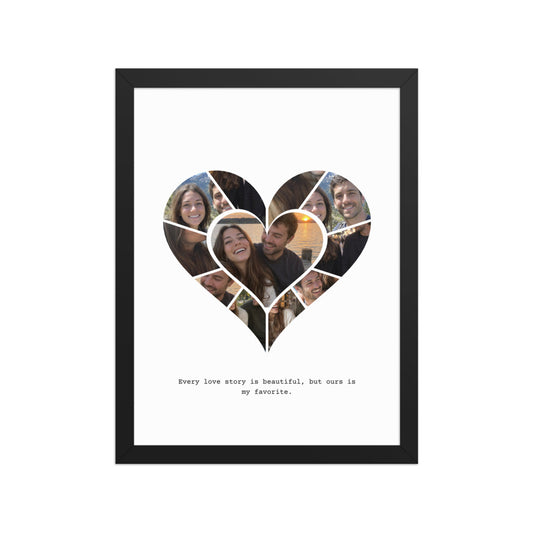 [US] Heart Photo Collage - poster in a black frame
