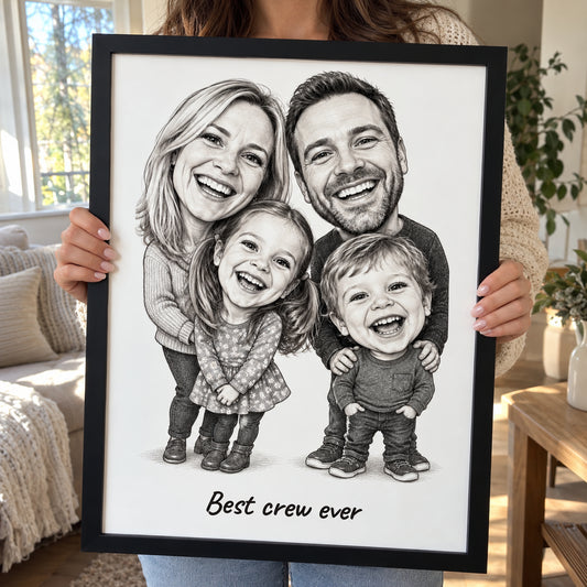 [US] Custom Caricature Poster From Your Photo - framed poster held in hands