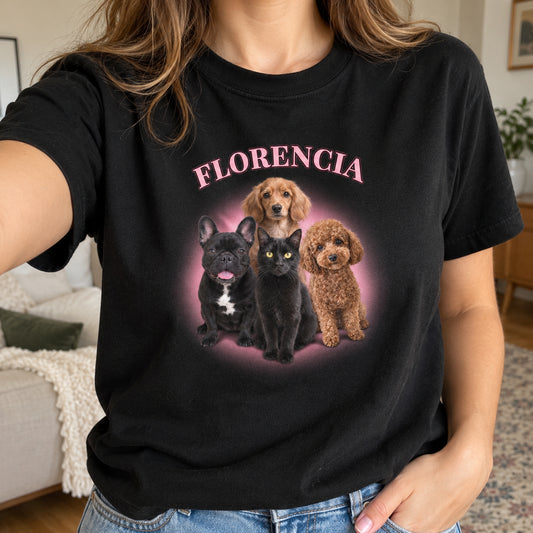 [US] Vintage Pet Squad Shirt With Big Name - black t-shirt worn at home