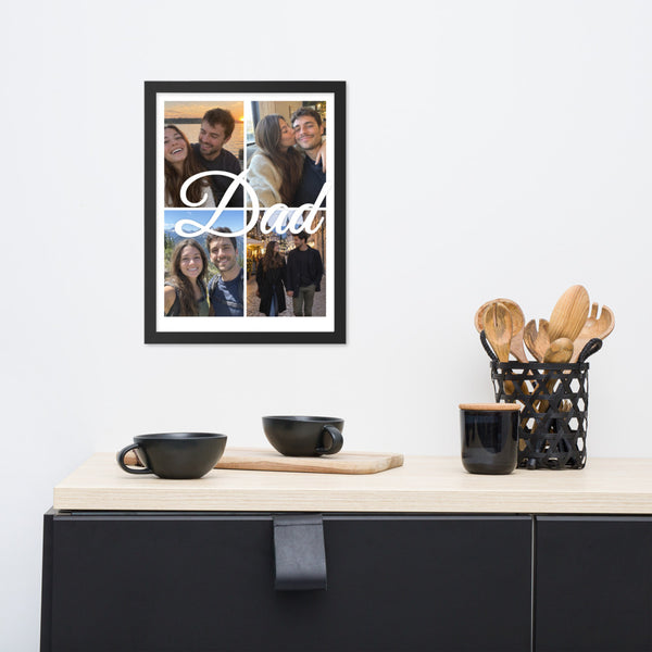 [US] 4 Photo Collage With a Word - framed poster on a dresser