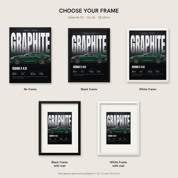 [US] Your Car on a Big Text Background - frame options: no frame, black, white, with mat