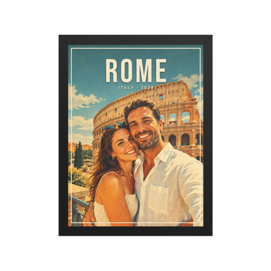 [US] Vintage Travel Poster From Your Photo - poster in a black frame