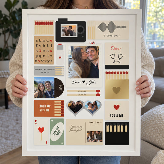 [US] Matchbox Photo Collage Poster - framed poster held in hands
