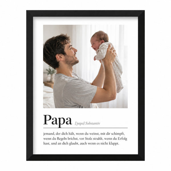 [DE] Personalisiertes Definitionsposter Papa mit Foto und deutscher Definition.