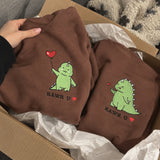 Cute Dinozaury dla Par – Słodkie Haftowane Bluzy – zdjęcie 9