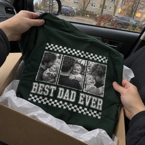 Best Dad Ever – Koszulka z Nadrukiem Trzech Zdjęć