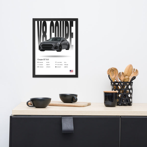 [US] Your Car Poster With Specs - framed poster on a dresser