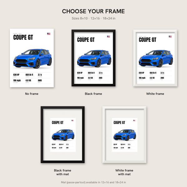 [US] Your Car — White Series Spec Poster - frame options: no frame, black, white, with mat