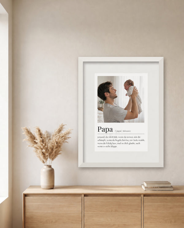 [DE] Personalisiertes Definitionsposter Papa mit Foto und deutscher Definition.