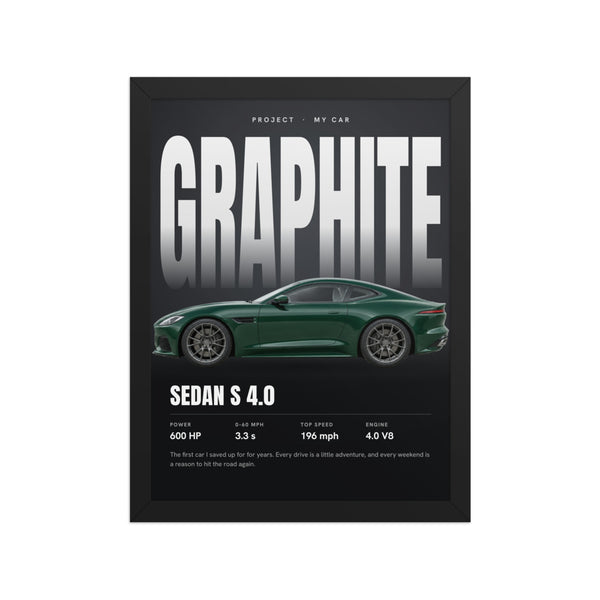 [US] Your Car on a Big Text Background - poster in a black frame