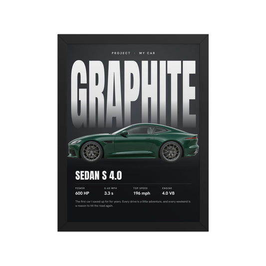 [US] Your Car on a Big Text Background - poster in a black frame