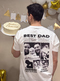 [DE] Weißes Best-Dad-T-Shirt mit Fotocollage und dem Namen Lukas Schmidt.