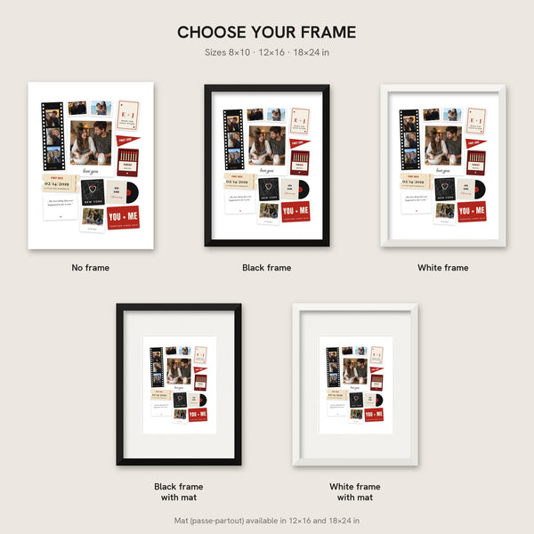 [US] Memory Box — Collage of Your Keepsakes - frame options: no frame, black, white, with mat