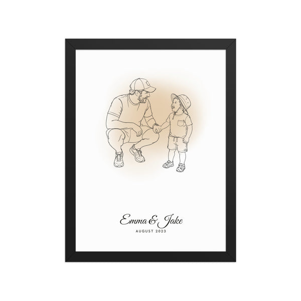 [US] Line Art From Your Photo With Watercolor - poster in a black frame