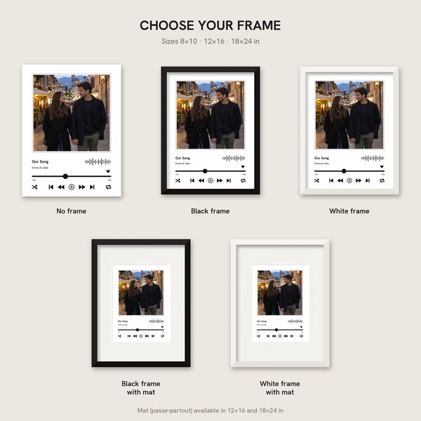[US] Music Player Poster — 10 Styles - frame options: no frame, black, white, with mat