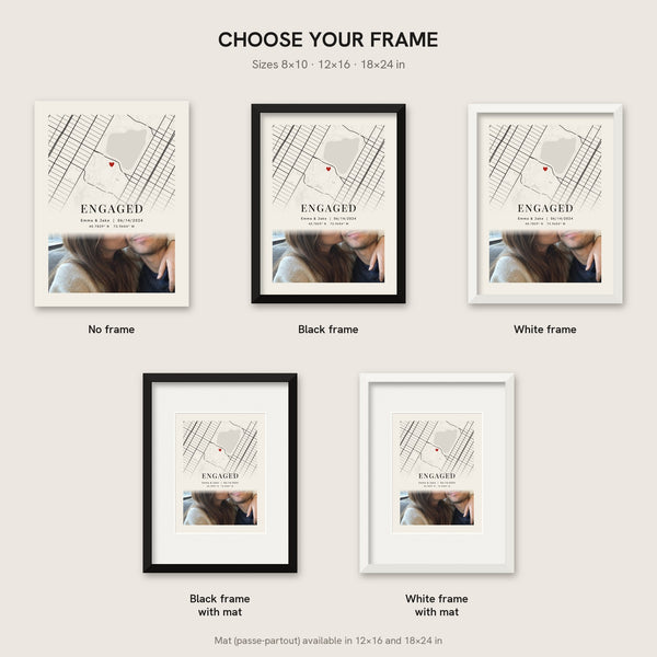 [US] City Map Poster With Your Photo - frame options: no frame, black, white, with mat