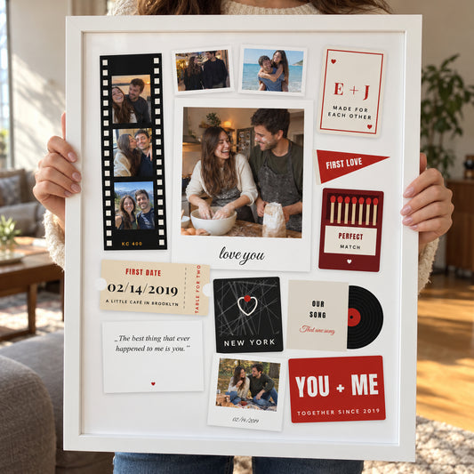 [US] Memory Box Photo Collage Poster - framed poster held in hands