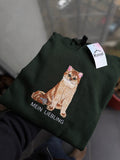 [DE] Grünes Sweatshirt mit Katzenstickerei und Schriftzug Mein Liebling