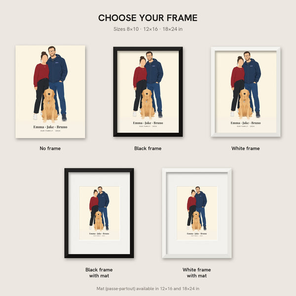 [US] Minimalist Family Portrait - frame options: no frame, black, white, with mat