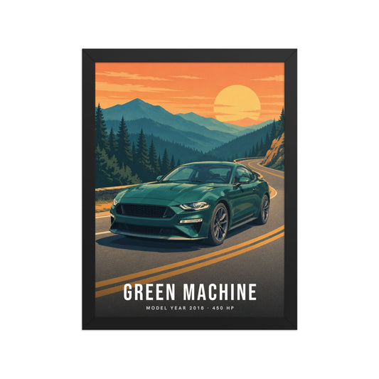 [US] Your Car in an Illustrated Landscape - poster in a black frame