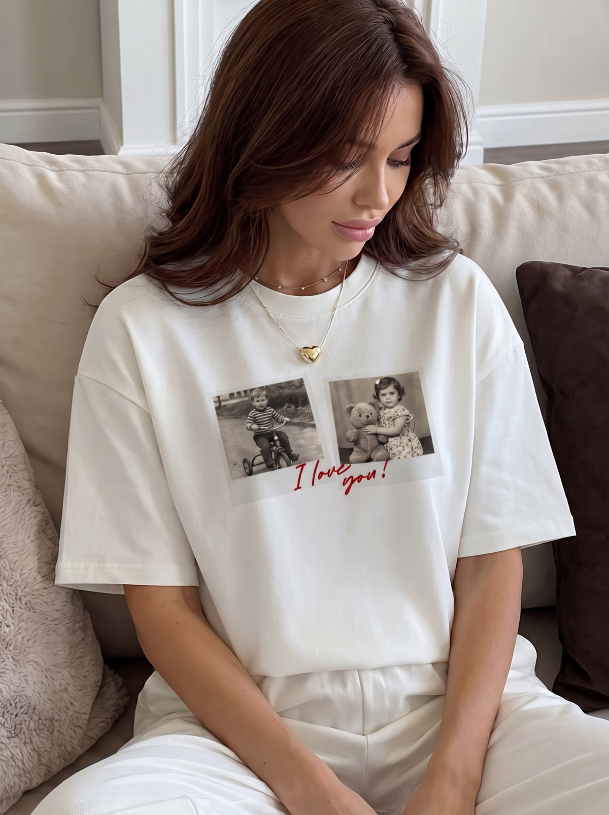 Koszulka ze zdjęciami z dzieciństwa I love you w stylu vintage – Koval Customs