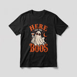 Black Here For The Boos t-shirt, vintage Halloween front print