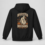 Black Haunted By My Own Decisions hoodie, vintage ghost Halloween back print