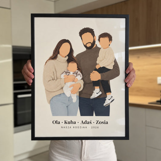 Minimalistyczny portret rodziny – plakat z imionami – zdjęcie 2