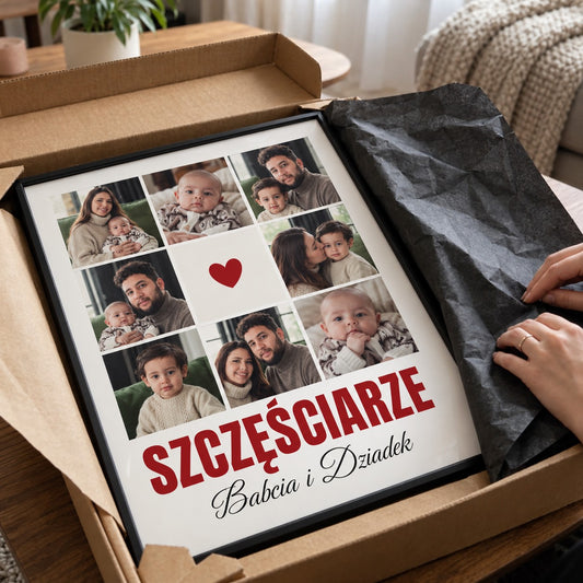Plakat Szczęściarze Babcia i Dziadek wyjmowany z paczki