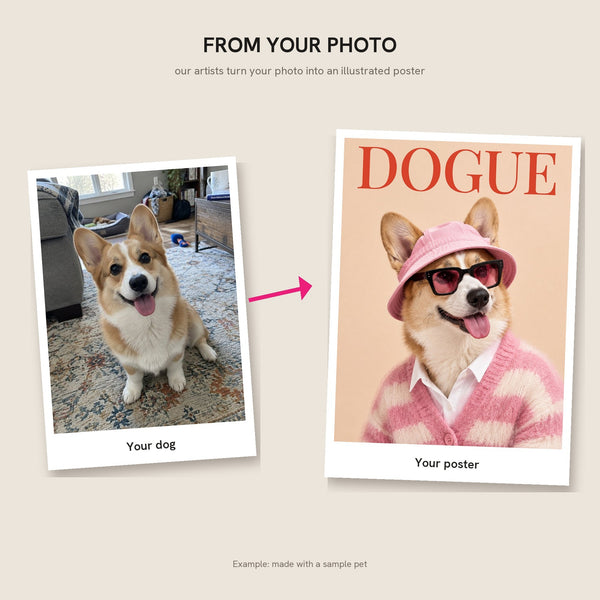 [US] DOGUE — Your Dog on a Fashion Magazine Cover - from your photo to the poster