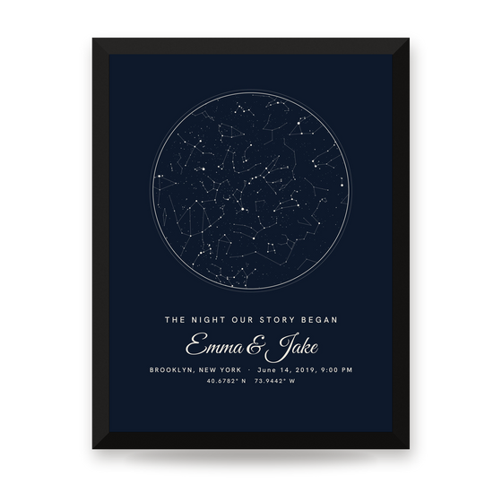 [US] Star Map — The Night Sky of Your Date - framed poster