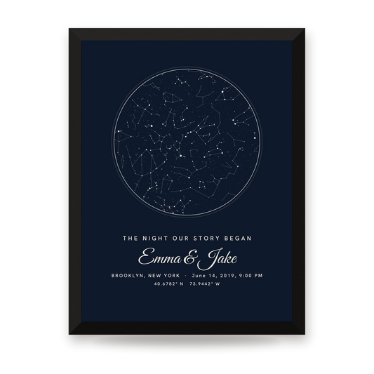 [US] Star Map — The Night Sky of Your Date - framed poster