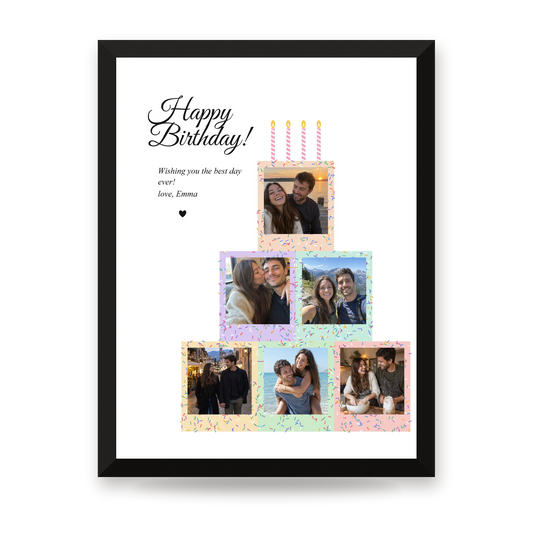 [US] Birthday Cake Photo Collage - framed poster