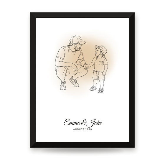 [US] Line Art From Your Photo With Watercolor - framed poster