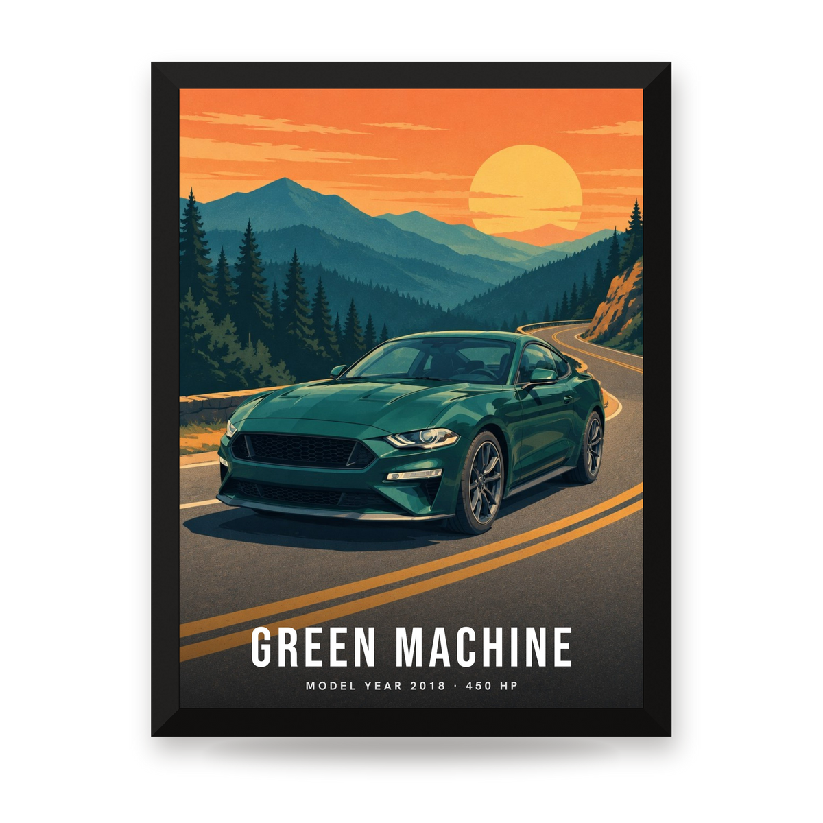 [US] Your Car in an Illustrated Landscape - framed poster