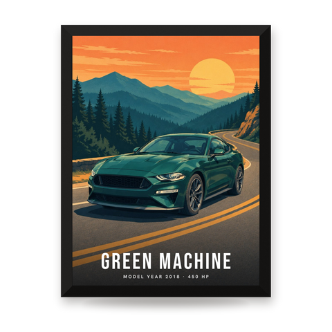 Custom Car Poster From Your Photo – Retro Illustrated Landscape
