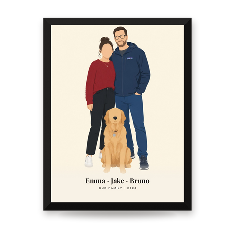 Custom Minimalist Family Portrait Poster With Names