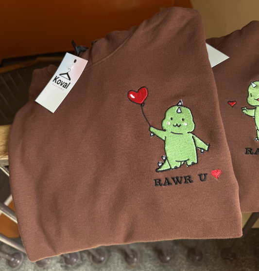 Dinosaures mignons pour les couples - Sweat-shirt/T-shirt brodé