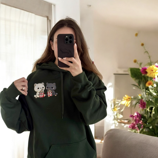 Chats avec pop-corn - Sweat-shirt/T-shirt brodé