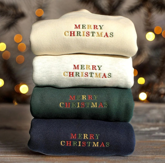 Merry Christmas embroidered sweatshirt/t-shirt