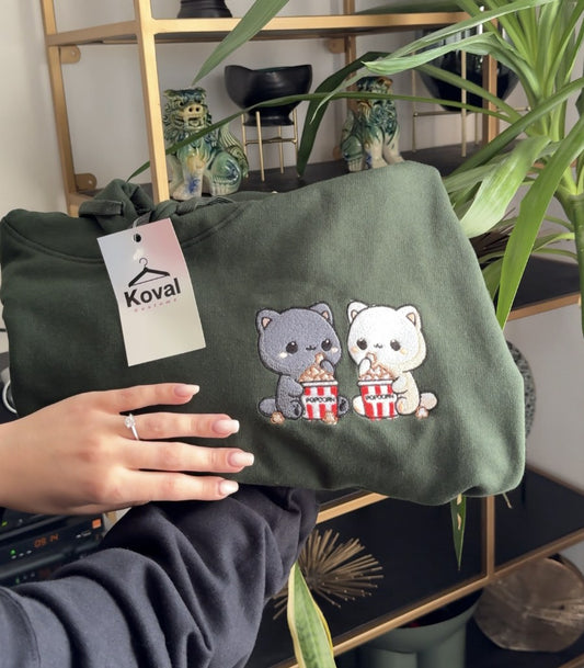 Chats avec pop-corn - Sweat-shirt/T-shirt brodé