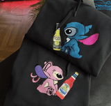 Angel i Stitch z dowolną butelką - Haftowana bluza/koszulka - Koval Customs. Polska produkcja, wysoka jakosc, personalizowane