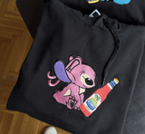 Angel i Stitch z dowolną butelką - Haftowana bluza/koszulka - Koval Customs. Polska produkcja, wysoka jakosc, personalizowane