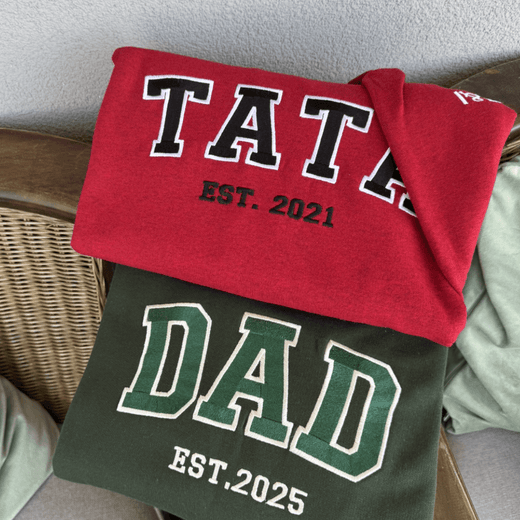 One Word Embroidered Sweatshirt - Personalized DAD, MOM, BOSS Crewneck