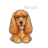 Ilustracja psa w okularach z imieniem Marcela – przykład projektu
