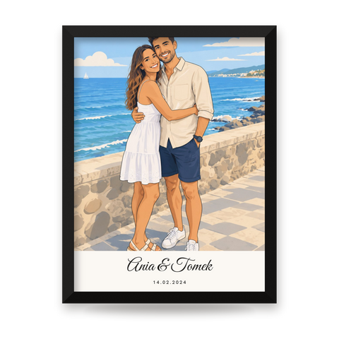 Custom Couple Portrait From Photo – Illustrated Poster