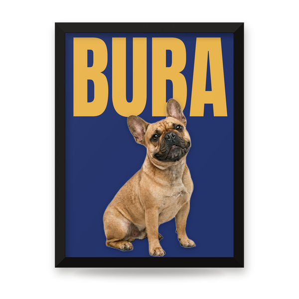 Zwierzak na tle imienia – plakat ze zdjęcia pupila