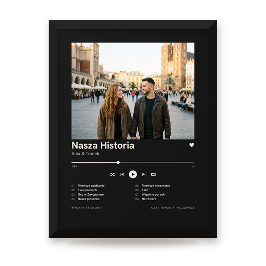 Plakat personalizowany w czarnej ramie – cały projekt
