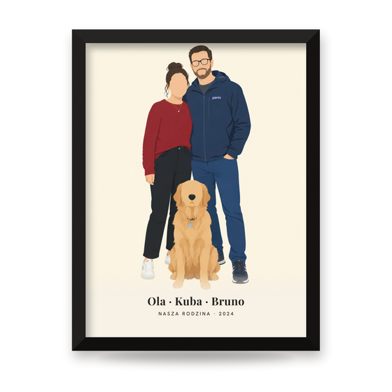 Minimalistyczny portret rodziny – plakat z imionami – Koval Customs