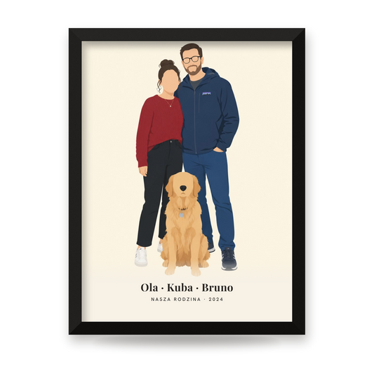 Minimalistyczny portret rodziny – plakat z imionami – Koval Customs